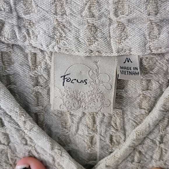 Focus 100% Cotton Crinkle Textured Button Front Jacket Natural Minimalist Coasta - Picture 2 of 7